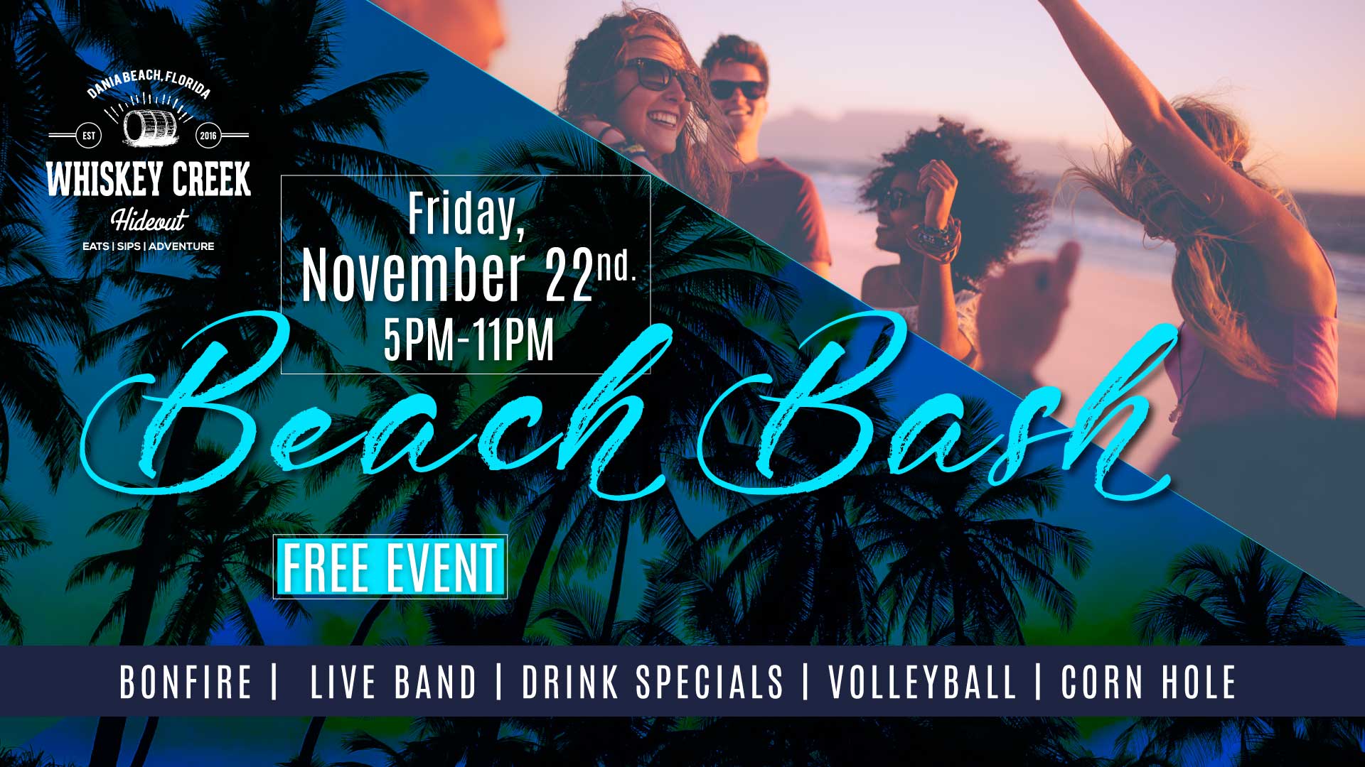 Whiskey Creek Hideout Free Beach Bash 11/5/19 – The Soul Of Miami