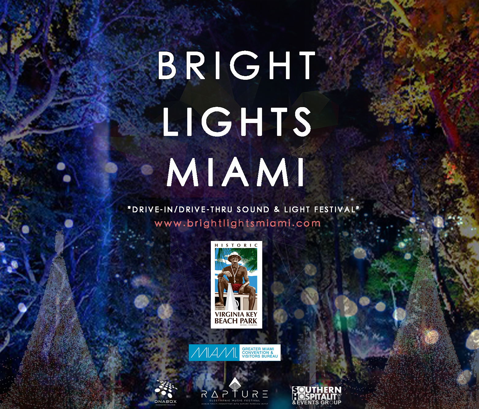 Bright Lights Miami — A Drive-In, Drive Thru Lights Festival 11/20/20 –  1/10/21 – The Soul Of Miami