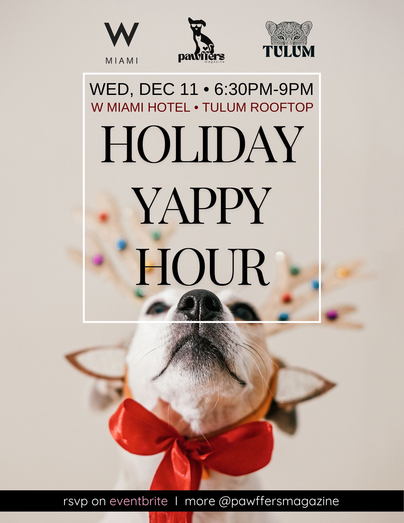 Holiday Yappy Hour at W Miami’s TULUM Rooftop Bar & Restaurant 12/11/24