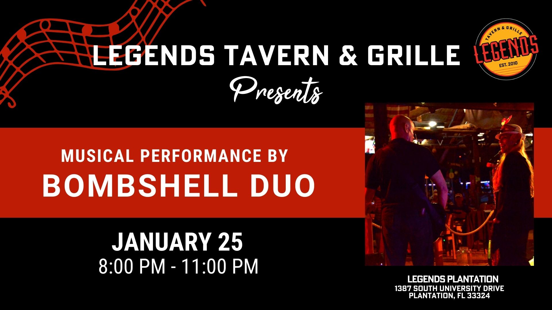 Live Performance by Bombshell Duo at Legends Plantation 1/25/25 The